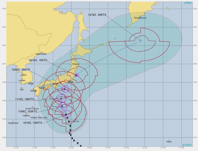 台風19号2019の九州上陸はいつ？米軍予想やヨーロッパ予想も！